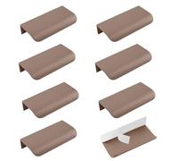 MOROBOR Lot de 8 poignées de tiroir à bord tactile, auto-adhésives invisibles et dissimulées en aluminium pour armoire, 80 mm/Marron