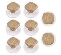 MOROBOR Lot de 8 poignées de tiroir autocollantes rondes et carrées en plastique grain de bois - Poignées auxiliaires pour armoires, tiroirs, verre