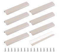 MOROBOR Lot de 8 poignées de tiroir de style moderne en alliage d'aluminium incurvées invisibles pour tiroir d'armoire, 200 mm, gris cachemire