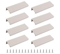 MOROBOR Lot de 8 poignées dissimulées de style moderne, poignée de tiroir à angle droit en alliage d'aluminium invisible poignée d'armoire pour tiroir de quincaillerie d'armoire, 100 mm/gris cachemire