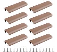 MOROBOR Lot de 8 poignées dissimulées de style moderne, poignée incurvée en alliage d'aluminium invisible, poignée d'armoire pour tiroir de quincaillerie d'armoire, 120 mm/marron