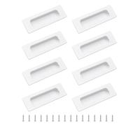 MOROBOR Lot de 8 poignées encastrables pour placard, bouton rectangulaire en acier inoxydable blanc chaud avec vis, poignée de tirage intégrée pour installation apparente pour tiroir de garde-robe
