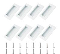MOROBOR Lot de 8 poignées encastrées rectangulaires, design dissimulé pour porte coulissante avec vis, poignées de placard en acier inoxydable pour tiroirs de garde-robe (blanc)