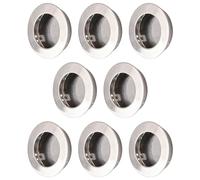MOROBOR Lot de 8 poignées de porte rondes encastrées en acier inoxydable - Poignées de porte de grange coulissantes encastrées - Poignées de porte invisibles (acier inoxydable)