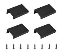 MOROBOR Mini extracteur de bord de doigt noir, 4 pièces poignée cachée levier de tiroir de style moderne, boutons de garde-robe invisibles en alliage d'aluminium à angle droit pour armoire/50 mm