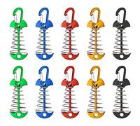 Morobor Piquets d'ancrage de terrasse, 10 pièces en alliage d'aluminium coupe-vent avec boucle à ressort, ancre portable pour le camping en plein air