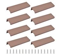 MOROBOR Poignée à embout doigt, lot de 8 poignées de tiroirs modernes dissimilées, angle droit en alliage d'aluminium invisible pour placard de cuisine, 120 mm/Marron