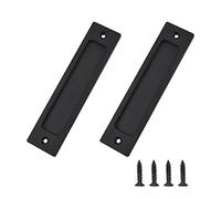 MOROBOR Poignée de porte coulissante rectangulaire en alliage d'aluminium plat noir mat pour armoire et grange, avec vis de montage