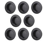 MOROBOR Poignée ronde à traction, 8 pièces Poignées encastrées noires à traction invisible en acier inoxydable pour porte coulissante de grange Tiroir Placard Garde-robe/60mm