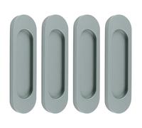 MOROBOR Poignées autocollantes ovales pour porte coulissante, lot de 4 en alliage d'aluminium, poignée encastrée sans poinçon pour porte de grange, fenêtres, armoires, placards, tiroirs (Gris mat, 10