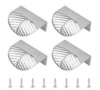 MOROBOR Poignées de bord de doigt en acier inoxydable, 4pcs poignées d’armoire en forme de feuille Poignée de meuble décorative avec vis de montage pour armoire Armoire Armoire Tiroir (Argent)