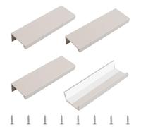 MOROBOR Poignées de Bord Doigt, Lot de 4 Poignées de Tiroir de Style Moderne Cachées à Angle Droit en Alliage d'Aluminium Poignée de Garde-Robe Invisible pour Armoires Ferrures Tiroir, 100mm/Gris