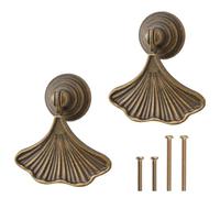 MOROBOR Poignées de Bouton en Forme de Feuille de Ginkgo, 2 pièces de poignée de Traction pendante, poignée de tiroir à Un Trou pour Armoire, Placard, Placard (Bronze Jaune)