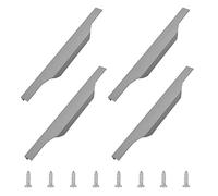 MOROBOR Poignées de placard en alliage d'aluminium mat gris de 300 mm, 4 pièces, poignée de meuble invisible à bord de doigt pour placard dissimulé avec vis pour la maison