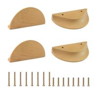 MOROBOR Poignées de tiroir demi-lune, 4 pièces en bois semi-circulaires en bois de hêtre pour grande armoire - Poignées de tiroir en bois à double trou pour armoire (120 mm)