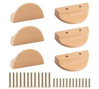 MOROBOR Poignées de tiroir demi-lune, 6 pièces en bois de hêtre semi-circulaires pour armoire, quincaillerie de tiroir en bois double trou pour tiroir de placard