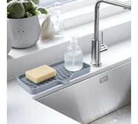 MOROBOR Porte-éponge en silicone avec bec de vidange, 1 lot de plateau pour éponge d'évier de cuisine, porte-savon de douche avec égouttoir pour distributeur de bouteille, tasse sur évier ou comptoir