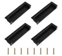 MOROBOR Tatami - Lot de 4 poignées de porte cachées - Poignées encastrées avec vis dissimulées pour armoire, armoire et tiroir (noir mat, 105 mm)