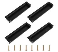 MOROBOR Tatami Lot de 4 poignées de porte encastrées avec vis cachées pour armoire, armoire, tiroir, noir mat, 138 mm