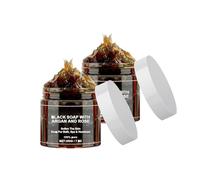Moroccan Black Soap With Argan And Rose, 100% Organic Moroccan Black Soap, Exfoliating Shower Gel, Soothing and Nourishing Skin, 200 g (2)