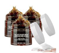 Moroccan Black Soap With Argan And Rose,Savon Noir Marocain,Organic Moroccan Black Soap,Exfoliating Shower Gel,Soothing and Nourishing Skin,Améliore le Teint 200g (3)