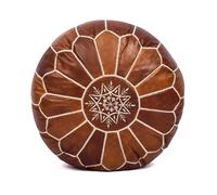 Moroccan Leather Pouf en cuir fait à la main marron foncé - Pouf ottoman Hassock - 100 % cuir de chèvre naturel - Non rembourré