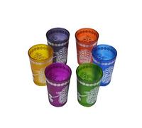 Moroccan Tea lot de 6 verres à thé marocains couleurs assorties Fabriqué en verre Idéal pour la maison et la cuisine