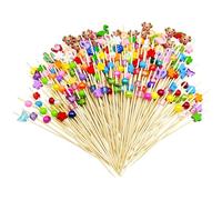 Morocket 200 Pièces Bambou Bois Bâton de Cocktail 12cm Bâtonnets Cocktail Brochettes Cocktail Cure Dent Decoratif Aperitif pour Snacks Desserts Déco Cocktail Boissons Fingerfood (Style Mixte)