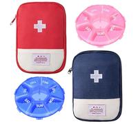 Morocket Lot De 2 Sacs MéDicaux en Tissu Oxford avec BoîTe Distributrice De 7 Jours, Sac MéDical De Voyage Confortable pour Les Urgences, Portable, Petit Porte-MéDicaments