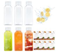 Morocket Plastic Juice Bottles 6Pcs, Transparent De Stockage Bouteilles Jus Boisson, 350 Ml Fruit Jus Bouteille Avec Autocollant, Vide Yaourt Boire Bouteilles, Pour Jus, Voyage, Echantillon