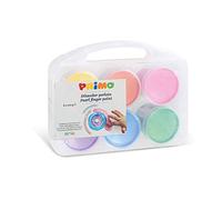 Primo Peinture au doigt Morocolor – 6 pots de 100 g, finition nacrée et brillante avec étui pratique