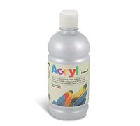 Morocolor PRIMO Acryl, 1 Flacon de 500 ML de Couleur Acrylique Fine, Argent, Effet Couvrant et Lumineux, Equipé d'un Bouchon Doseur