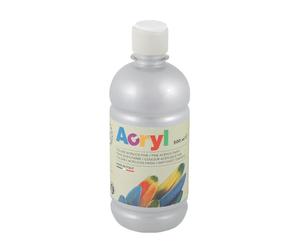 Morocolor PRIMO Acryl, 1 Flacon de 500 ML de Couleur Acrylique Fine, Argent, Effet Couvrant et Lumineux, Equipé d'un Bouchon Doseur