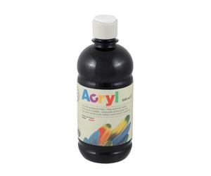 Morocolor PRIMO Acryl, 1 Flacon de 500 ML de Couleur Acrylique Fine, Noir, Effet Couvrant et Lumineux, Equipé d'un Bouchon Doseur