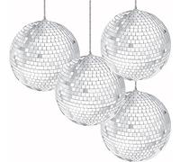 Morofme Lot de 4 boules disco à suspendre - 10 cm - Nombreuses possibilités d'utilisation pour sapin de Noël, mariage, fête d'anniversaire, décoration - Effet de lumière