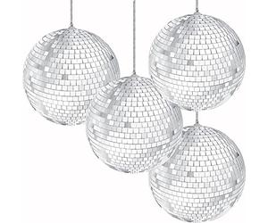 Morofme Lot de 4 boules disco à suspendre - 10 cm - Nombreuses possibilités d'utilisation pour sapin de Noël, mariage, fête d'anniversaire, décoration - Effet de lumière