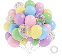Morofme Lot de 60 ballons pastel en latex de 30,5 cm, couleurs pastel, macaron, ballons à l'hélium, arc-en-ciel, ballons à confettis colorés pour anniversaire, mariage, fiançailles, fête prénatale