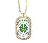 Moroni Collier avec pendentif emblème national des Comores en cristal de diamant Doré