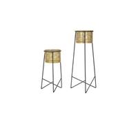 Moroni Support à plantes Lot de 2 Exy Métal Or Noir H76cm