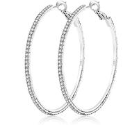 MOROTOLE 925 Argento Sterling Strass Orecchini a cerchio Moda Sottile Argento Strass Cerchi Ipoallergenici Grandi Orecchini a cerchio in Argento per Donne Ragazze Gioielli Regali 20/30/40/50/60/70mm