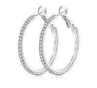 MOROTOLE 925 Argento Sterling Strass Orecchini a cerchio Moda Sottile Argento Strass Cerchi Ipoallergenici Grandi Orecchini a cerchio in Argento per Donne Ragazze Gioielli Regali 20/30/40/50/60/70mm