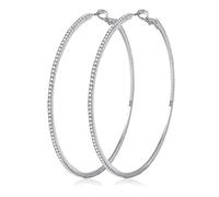 MOROTOLE 925 Argento Sterling Strass Orecchini a cerchio Moda Sottile Argento Strass Cerchi Ipoallergenici Grandi Orecchini a cerchio in Argento per Donne Ragazze Gioielli Regali 20/30/40/50/60/70mm