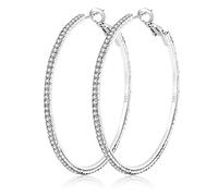 MOROTOLE 925 Argento Sterling Strass Orecchini a cerchio Moda Sottile Argento Strass Cerchi Ipoallergenici Grandi Orecchini a cerchio in Argento per Donne Ragazze Gioielli Regali 20/30/40/50/60/70mm