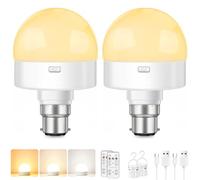 Morotty Ampoule Rechargeable,Ampoules à Piles B22 Avec Base MagnéTique Amovible,TéLéCommande Et Minuterie Pour Lampes Non CâBléEs,Lampes De Table,Lampes De Chevet, Lot De 2