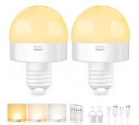 Morotty Ampoule Rechargeable,Ampoules à Piles E27 Avec Base MagnéTique Amovible,TéLéCommande Et Minuterie Pour Lampes Non CâBléEs,Lampes De Table,Lampes De Chevet,Lot De 2