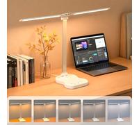 Morotty Lampe de Bureau,Lampe de Table Led avec Adaptateur | 5 Modes de Mouleur,10 luminosités,Contrôle Tactile,Minuterie Automatique,Lampe de Bureau Dimmable pour Lecture études,Blanc