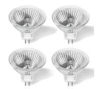 Morotty Pack de 4 Ampoule Halogene GU5.3 20w 12v,Dimmable MR16 Spot Halogene Blanc Chaud 2700K, 2 Broches Ampoules Halogène Couvercle en Verre Pour Plafonnier, Eclairage sur Rail Encastré