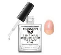 Morovan Vernis à ongles transparent 3 en 1 : base coat top coat 3 en 1 Nail Strengthener Clear Nail Varnish 15 ml