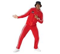 Morph Costume Années 90, Survêtement Rayé Rouge Hip Hop, Déguisement Rétro Amusant pour Fêtes et Événements, XL