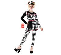 Morph Costume Arlequin Femme, Déguisement Clown Jester, Tenue Halloween Soirées, L